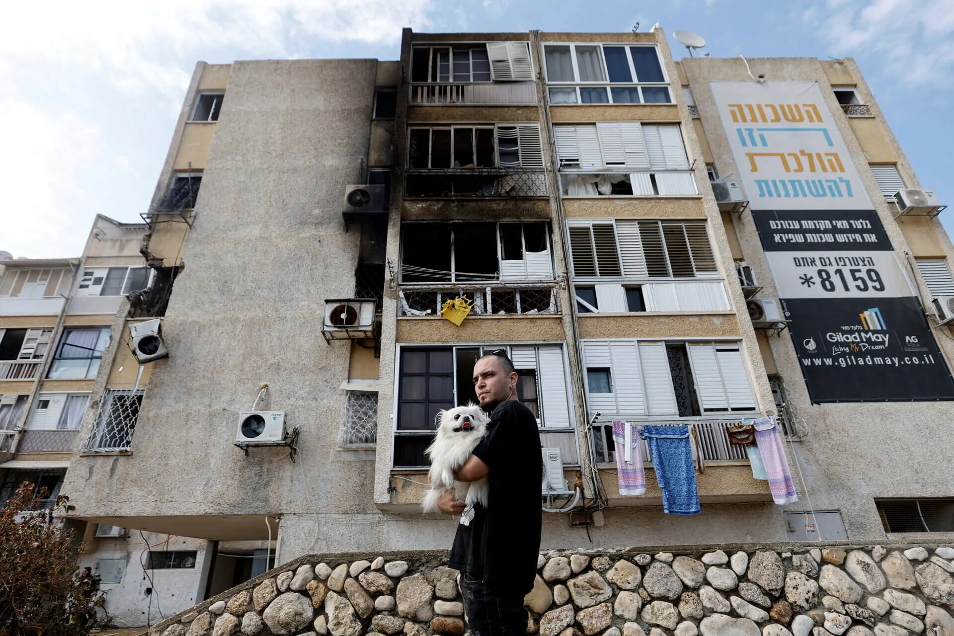 A building in Ashkelon that was hit by a Hamas rocket from Gaza. Photo: Reuters