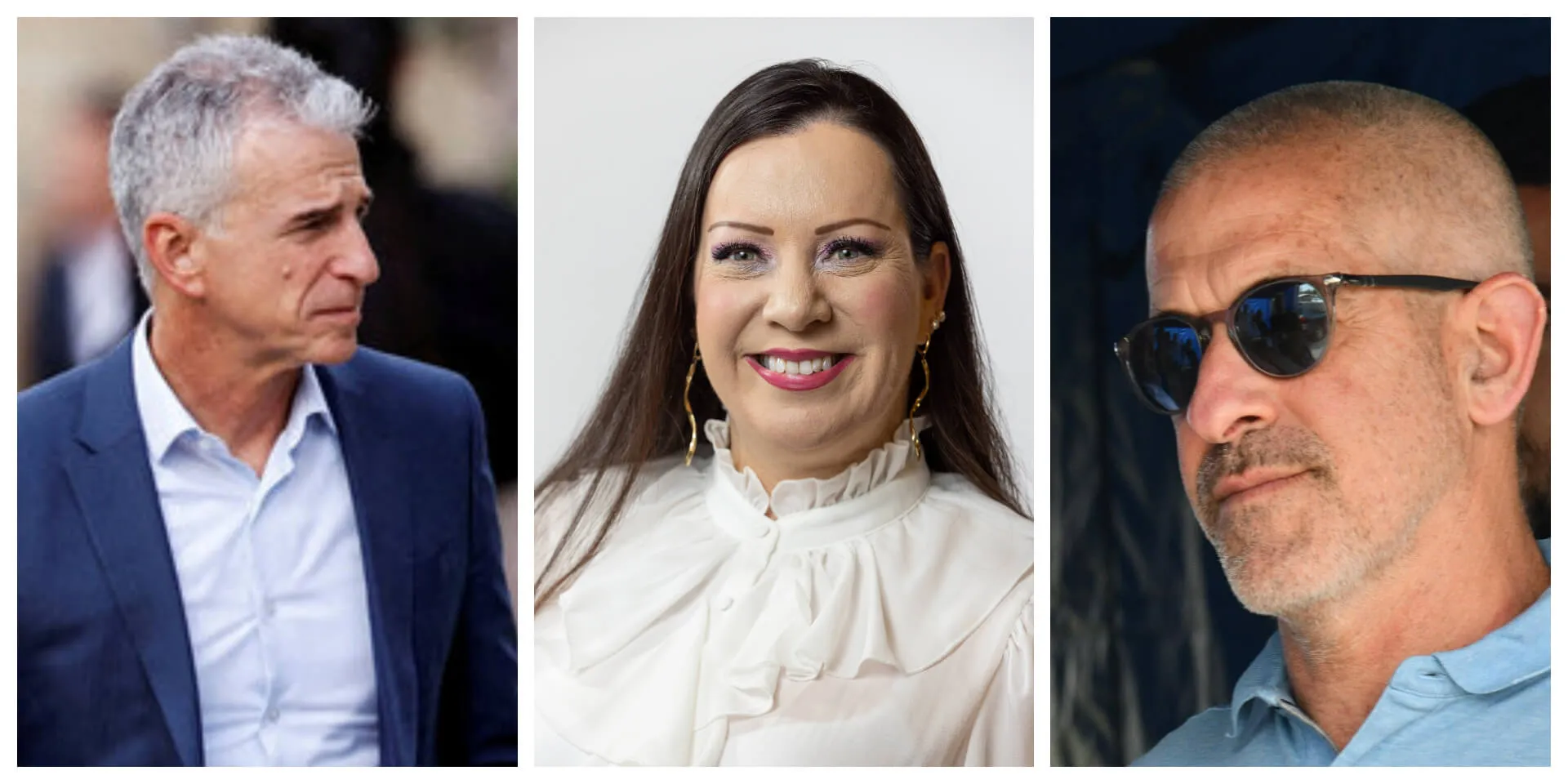 From left: Mossad chief David Barnea, MK Tally Gotliv and Shin Bet director Ronen Bar. Photos” Haim Zach (GPO), Ronen Horesh (Knesset spokesperson) and Reuters