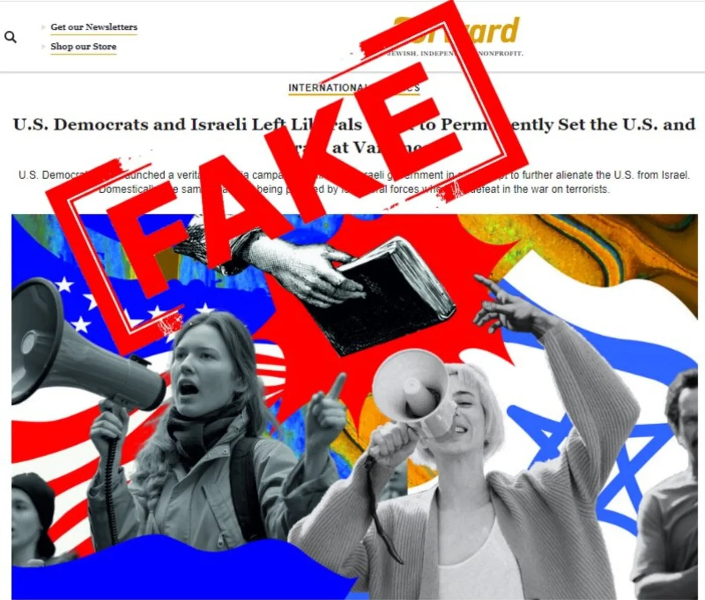 A fake article purporting to be from American-Jewish newspaper the Forward