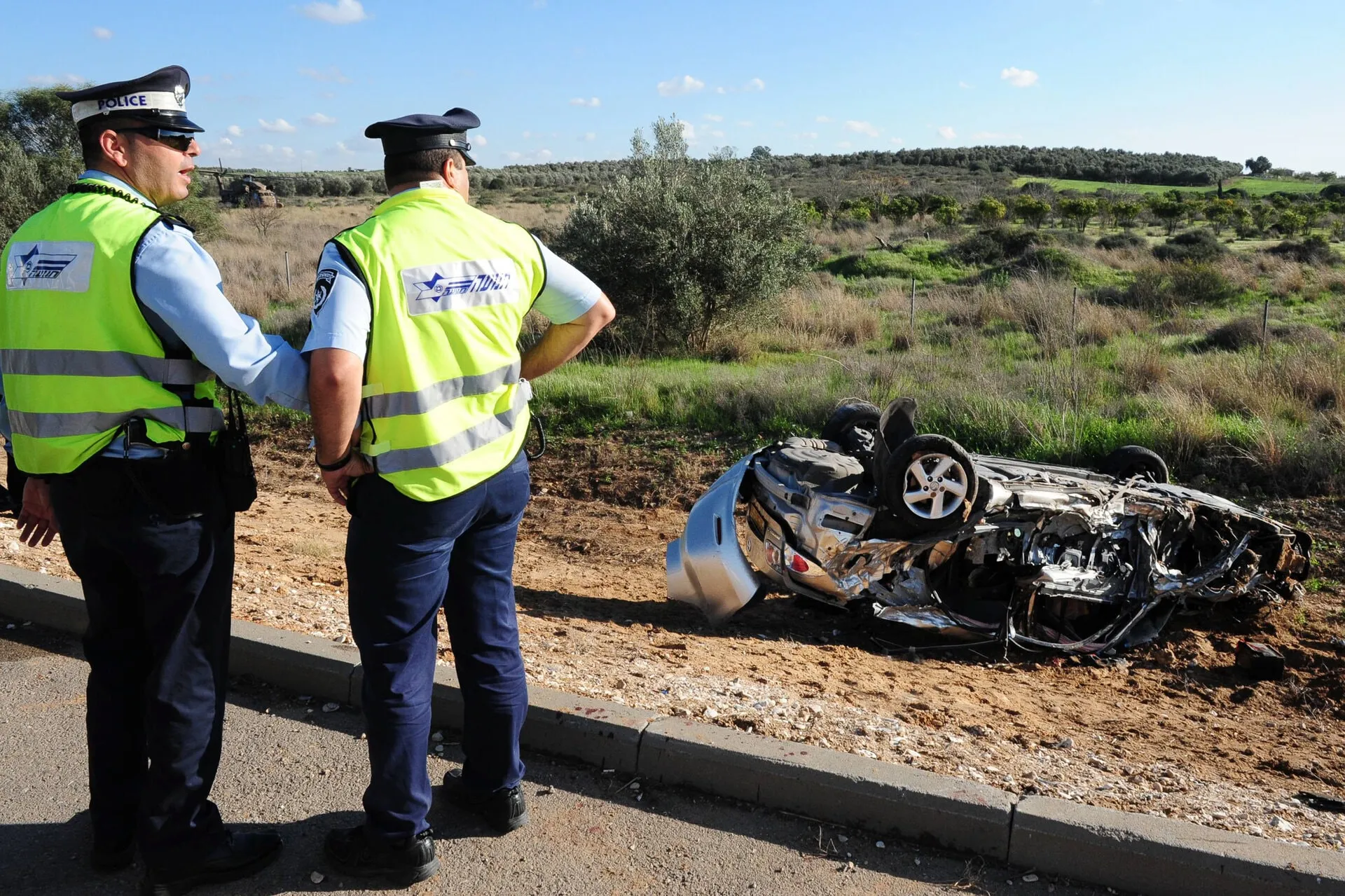 זירת תאונה באזור אשקלון. צילום: שאטרסטוק