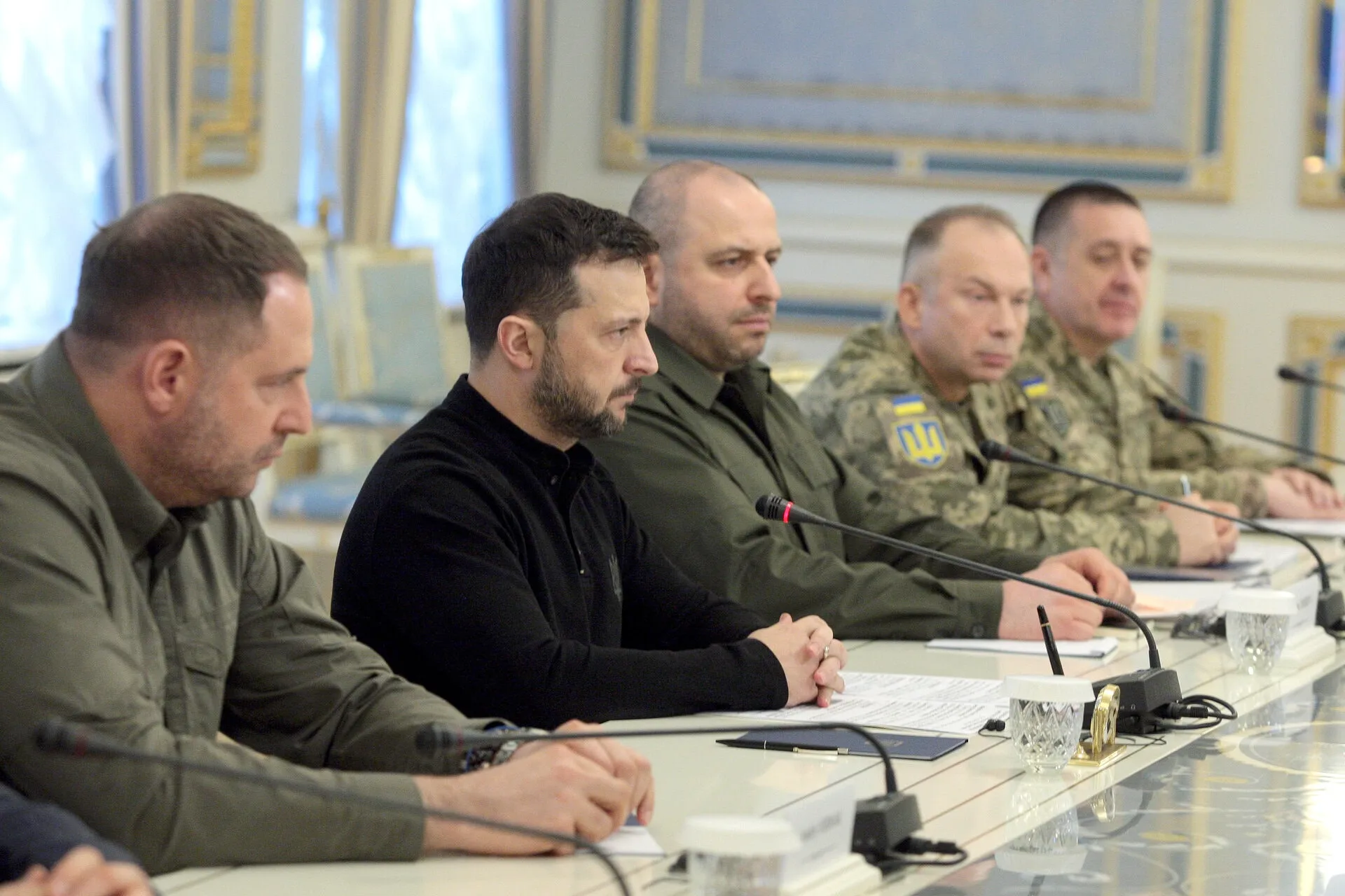 President Zelensky and the heads of the Ukrainian army last month. Photo: Reuters