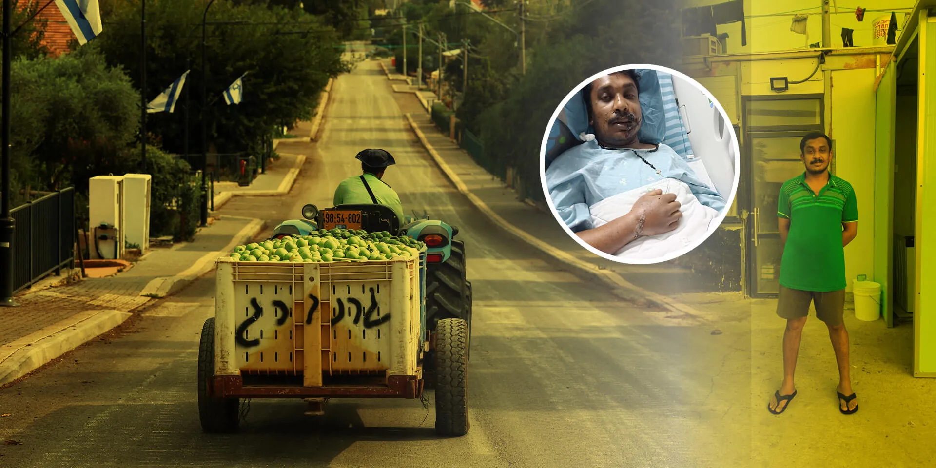 ג'ורג', עובד זר מהודו שנפצע בצפון - בבית החולים וכיום, אחרי שהתאושש. צילומים: באדיבות המצולם, רויטרס