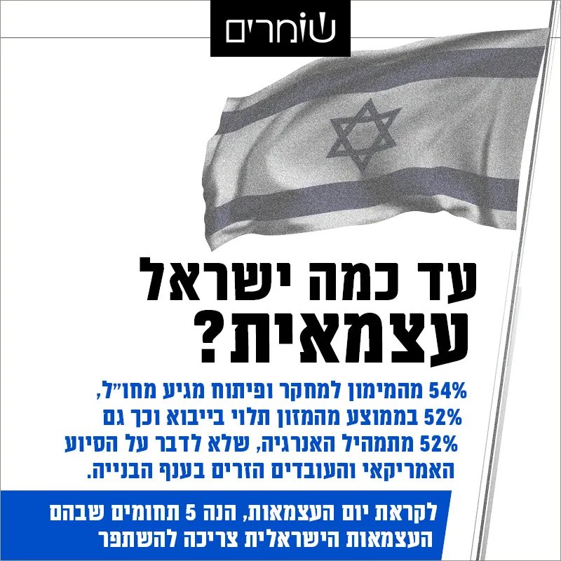 עצמאית בשטח? 5 תחומים שבהם העצמאות הישראלית צריכה להשתפר
