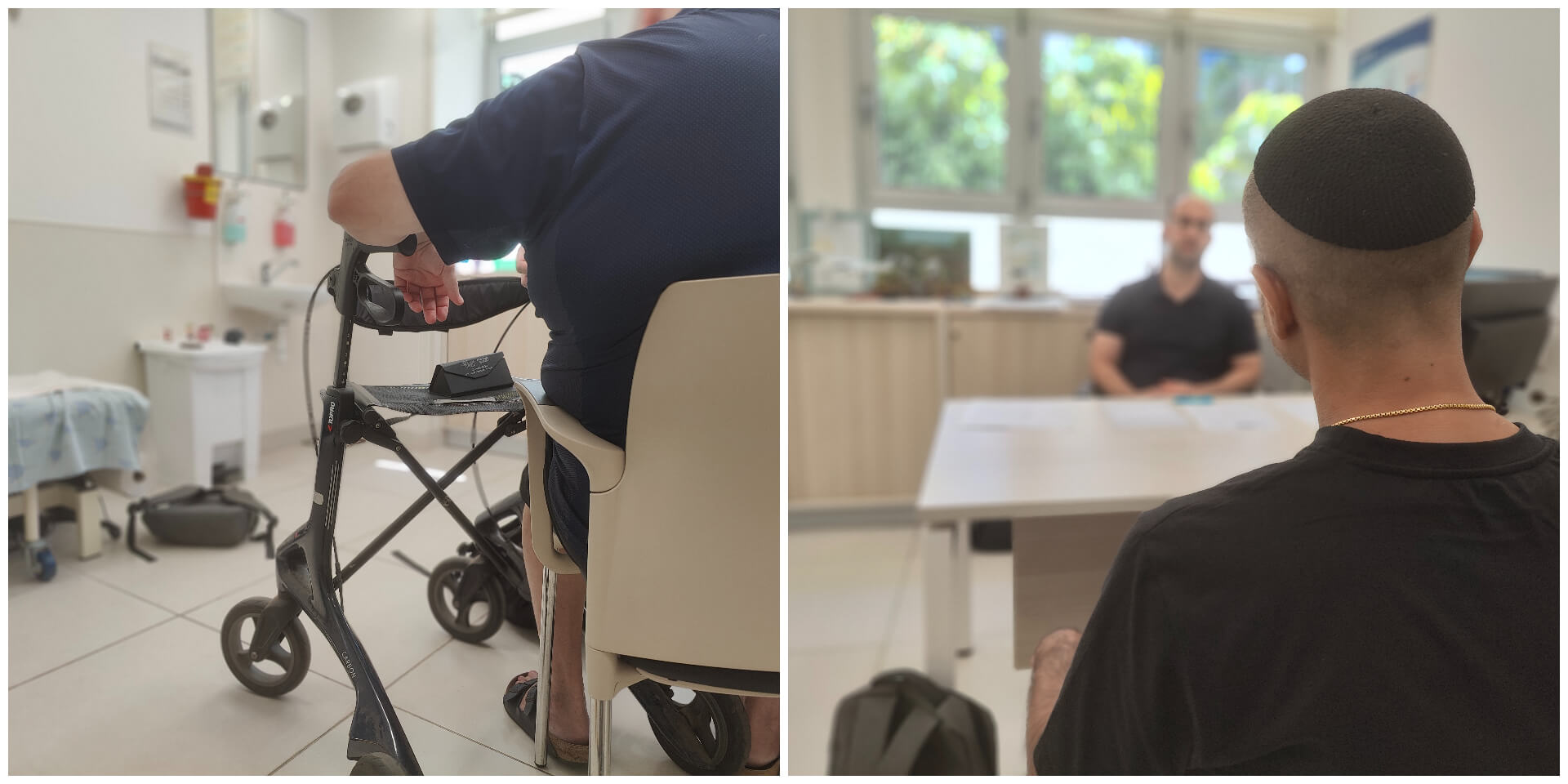אבי ויריב (שמות בדויים) עם ד"ר עדי מסלטי במרפאה. צילומים: דניאל דולב