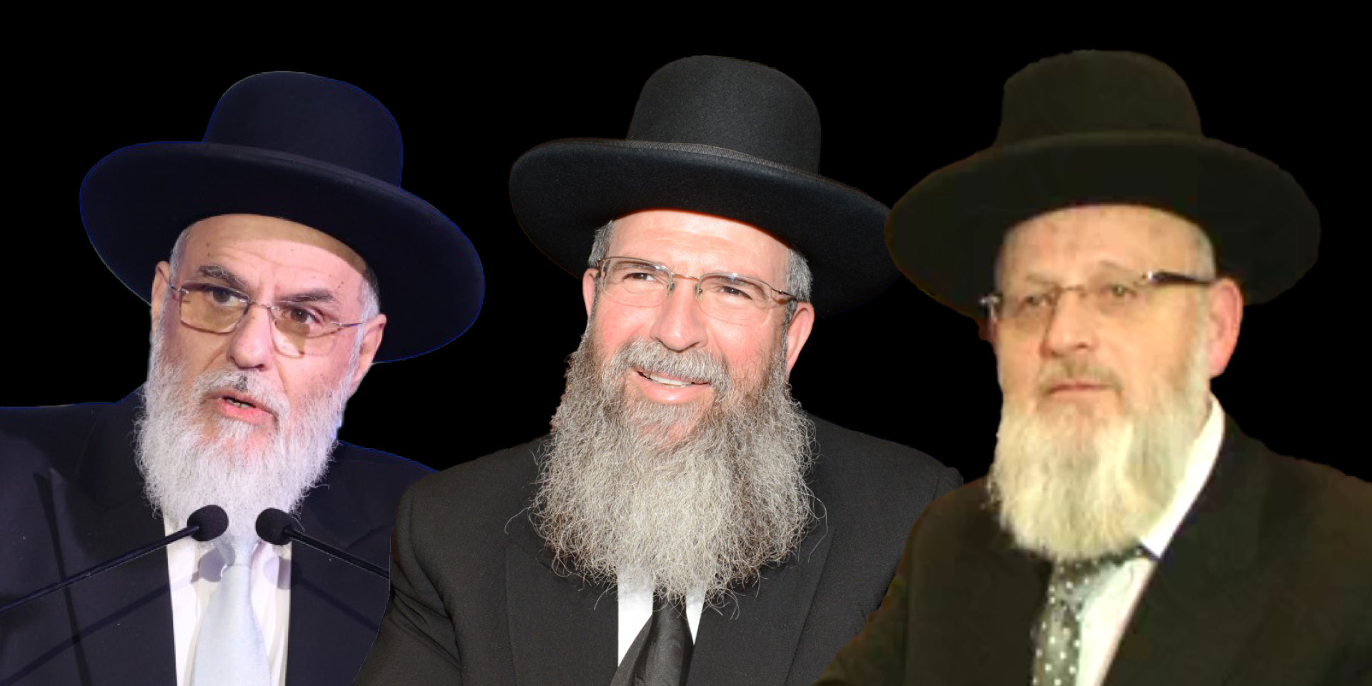 הרבנים יגאל לרר (מימין), שניאור פרדס ומאיר פרימן. צילומים מתוך ויקיפדיה