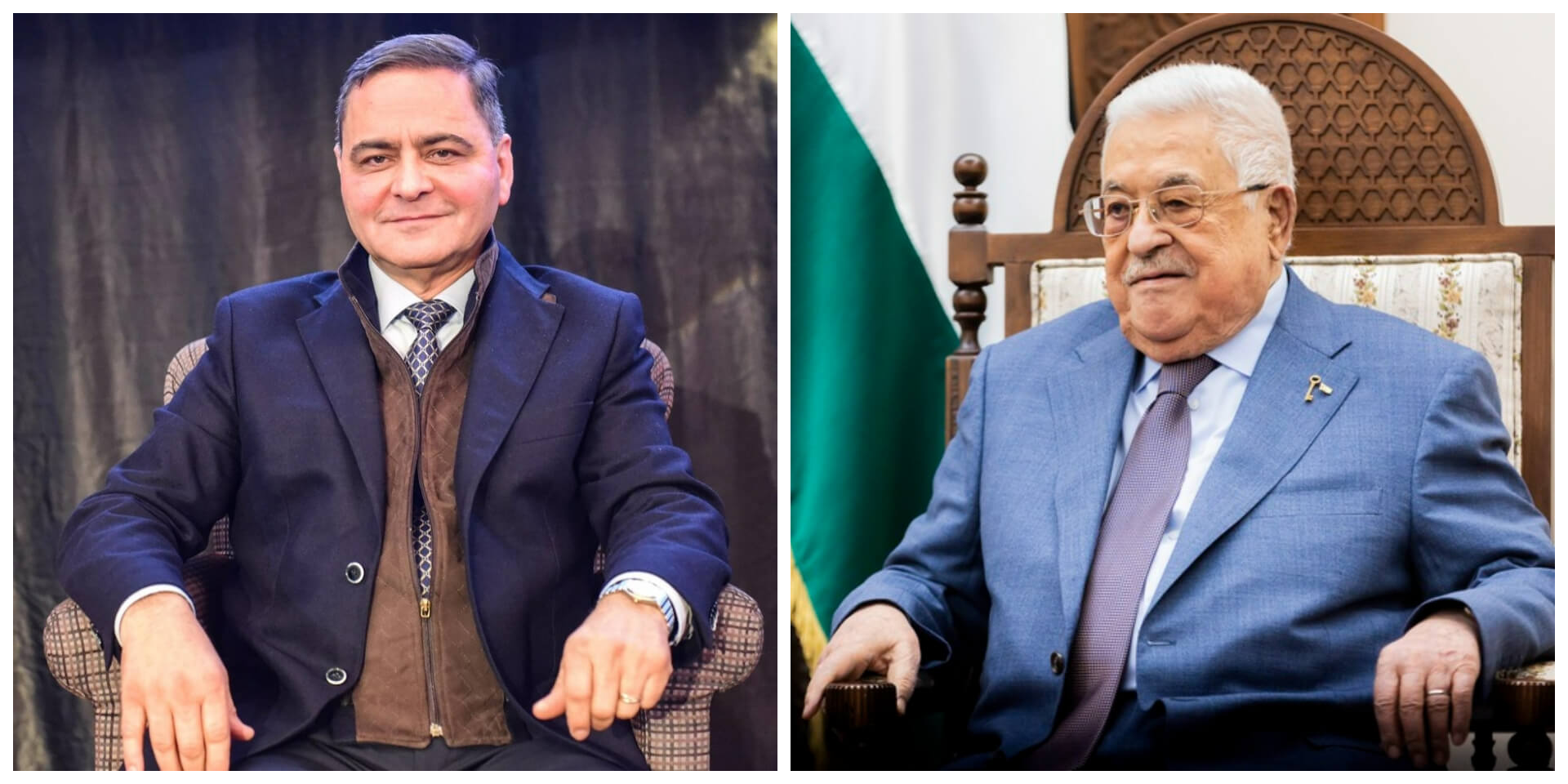ראש הרשות אבו מאזן (מימין, צילום: רויטרס) ואיש העסקים סמיר חלילה (צילום מתוך חשבון הפייסבוק שלו)