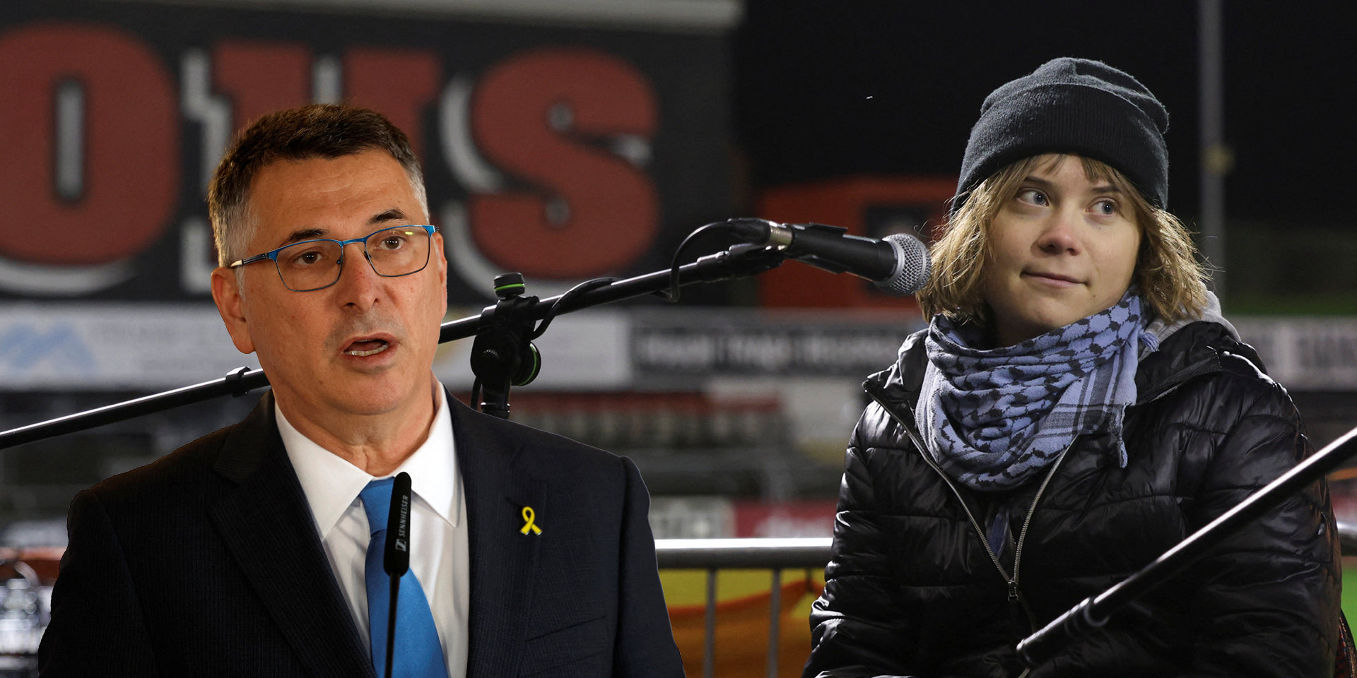 שר החוץ גדעון סער והפעילה גרטה טונברג. צילומים: רויטרס