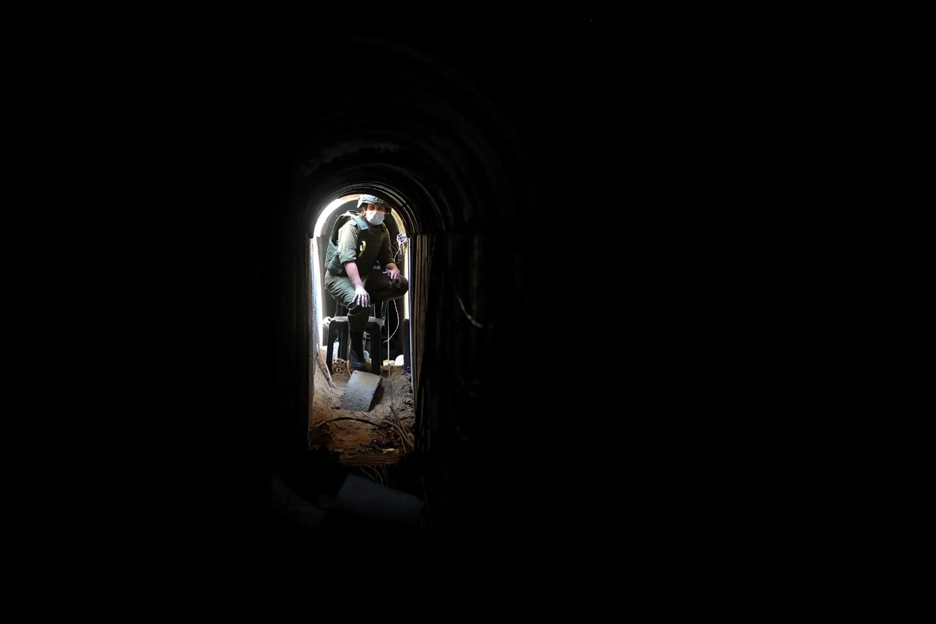 An IDF soldier in a Hamas tunnel in the Gaza Strip. Photo: Reuters