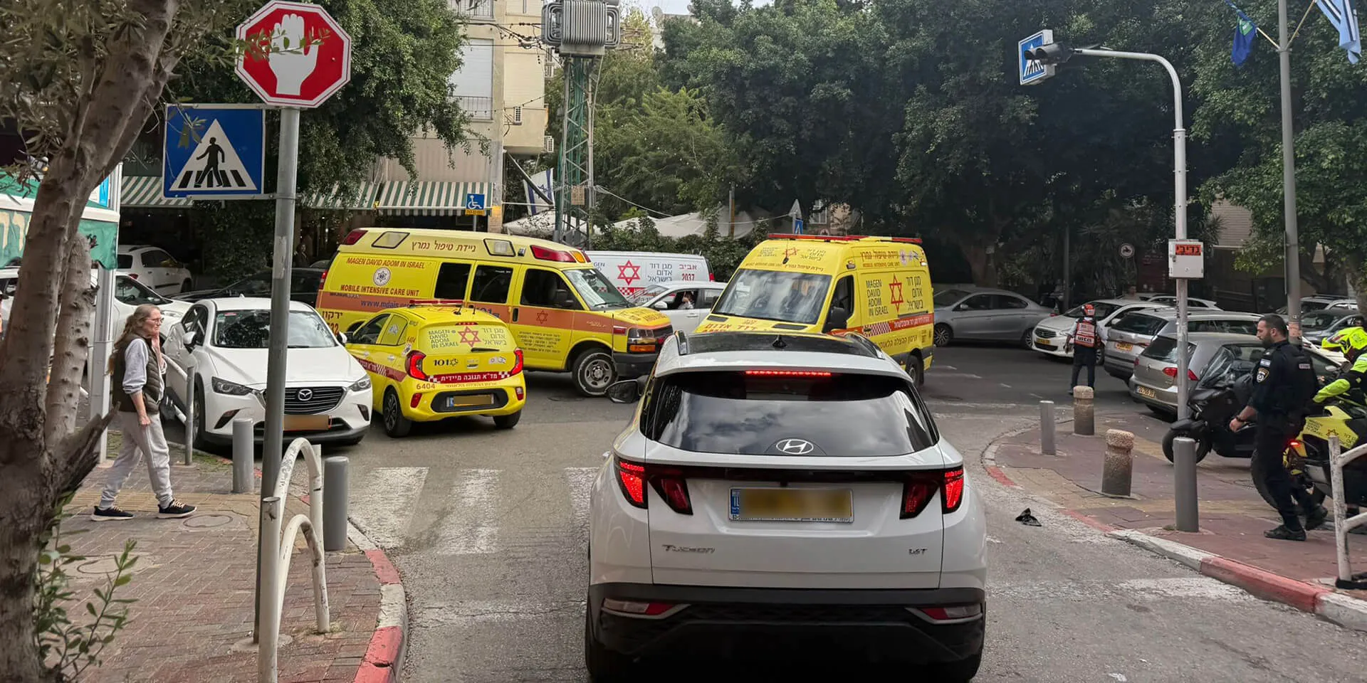 אמבולנסים באחת הזירות במרכז הארץ בשבוע שעבר. צילום שהגיע לידי שומרים