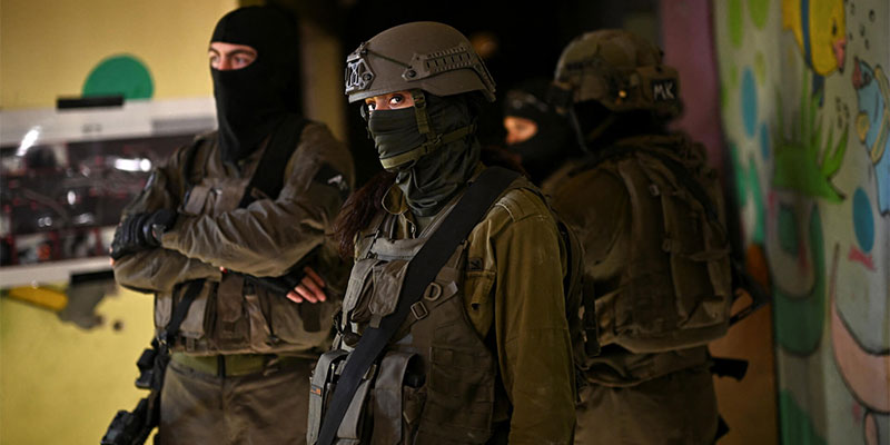 A female soldier in Gaza, February 2024. Photo: Reuters 