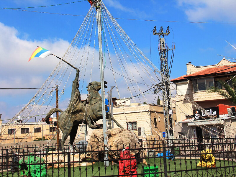 פסל מנהיג המרד הדרוזי הגדול נגד המנדט הצרפתי בסוריה במאה שעברה. צילום מתוך אתר כסרא-סמיע