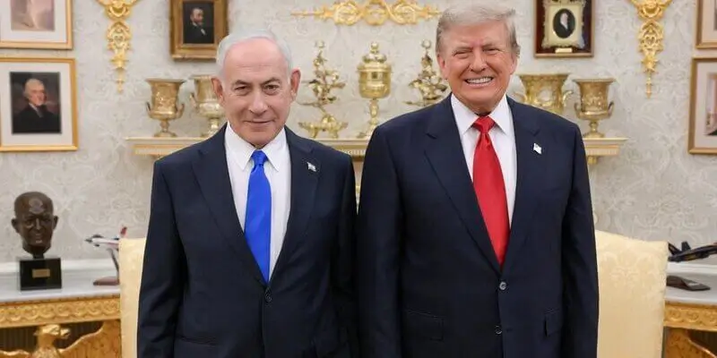 פגישת טראמפ-נתניהו בבית הלבן בחודש שעבר. צילום: רויטרס