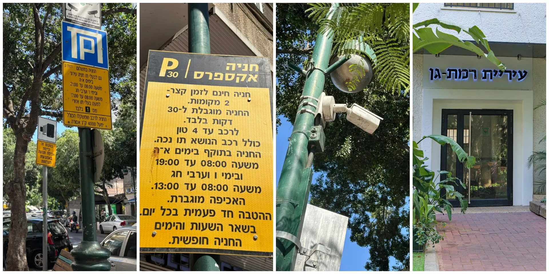 עיריית רמת גן, שלטים ומצלמות אכיפת חניה בעיר. צילומים: שאטרסטוק, שומרים
