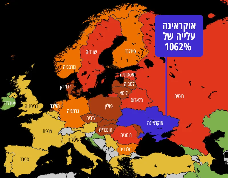 מערב אירופה - השינוי בהוצאה צבאית (כאחוז מהתמ"ג), 2024-2014