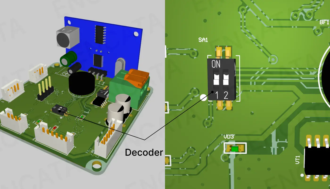 Universal robot sensor board with side decoder, ultrasonic and optical obstacle sensors, and LED indicator control.