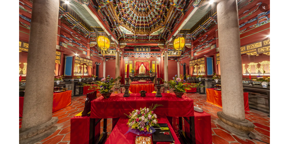 Step into the majestic grounds of the Taipei Confucius Temple through high-quality visual explorations. This feature allows users to navigate the courtyard and main halls, offering a close-up view of intricate architectural details, vibrant roof ornaments, and traditional design elements that define this historical landmark. 