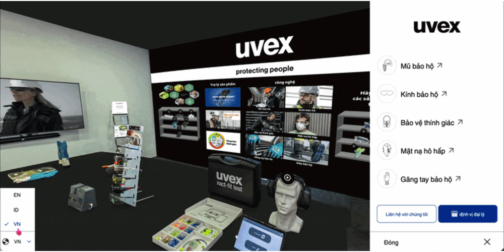 To maximize reach across Southeast Asia, the virtual showroom offers seamless language switching between English, Bahasa Indonesia, and Vietnamese. This user-friendly feature ensures that diverse clients and regional sales partners can comfortably navigate the tour, fully understand product specifications, and engage with the brand without language barriers.
