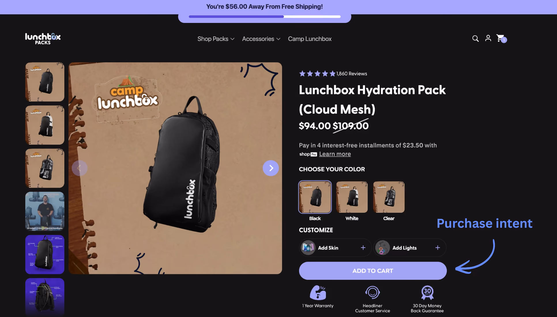 Lunchbox Hydration Pack product page