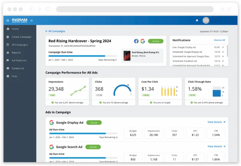A screenshot of the Ingram iD platform