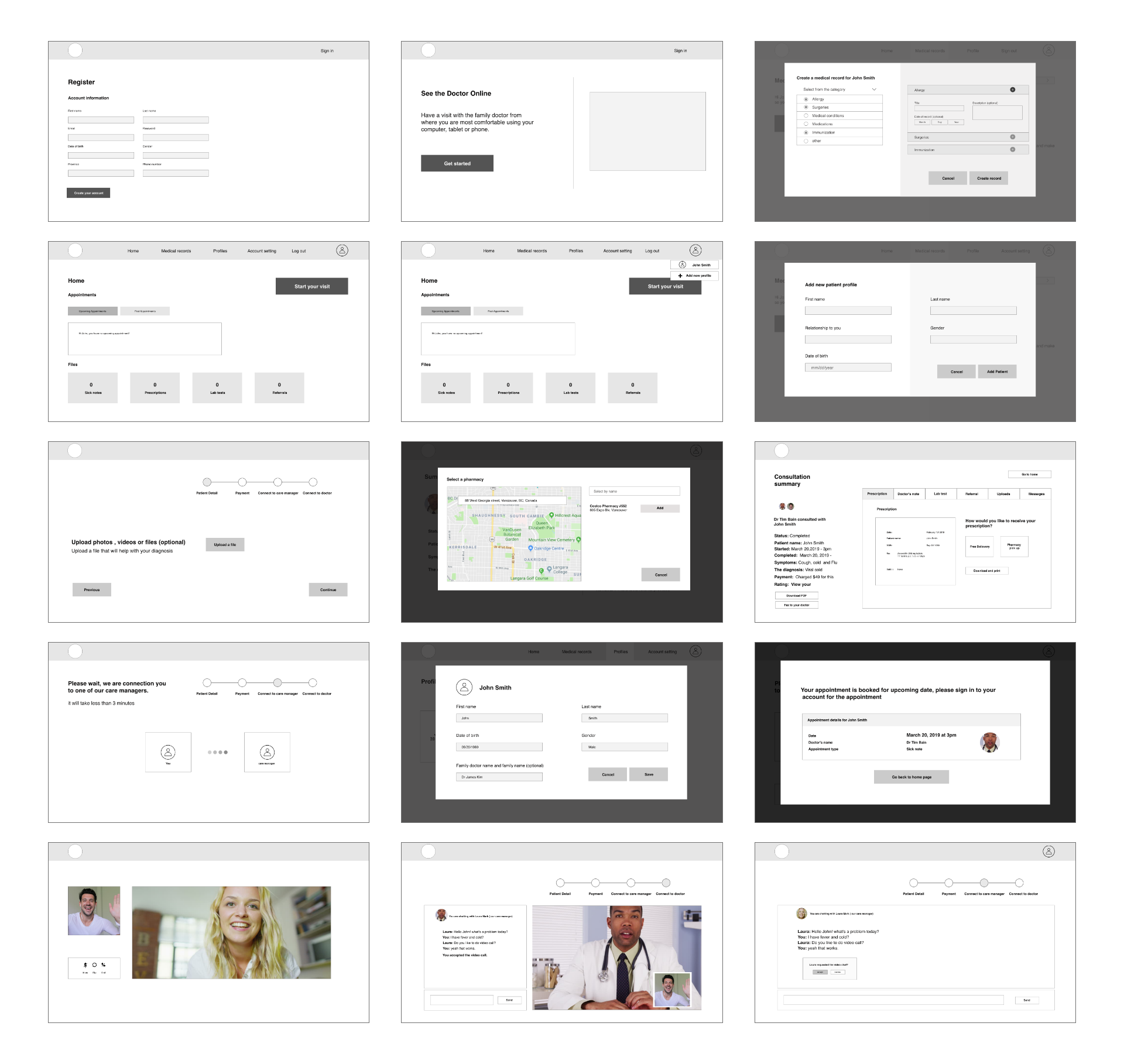 Low Fidelity Wireframes 