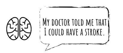 Speech bubble next to brain icon stating "My doctor told me that I could have a stroke"