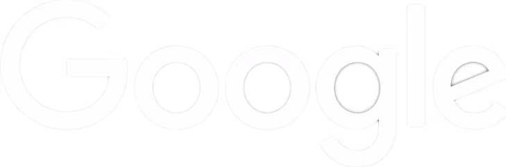 Google logo in white, moving right to left in an infinite marquee