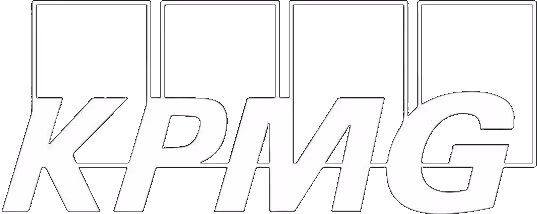 KPMG logo in white, moving right to left in an infinite marquee