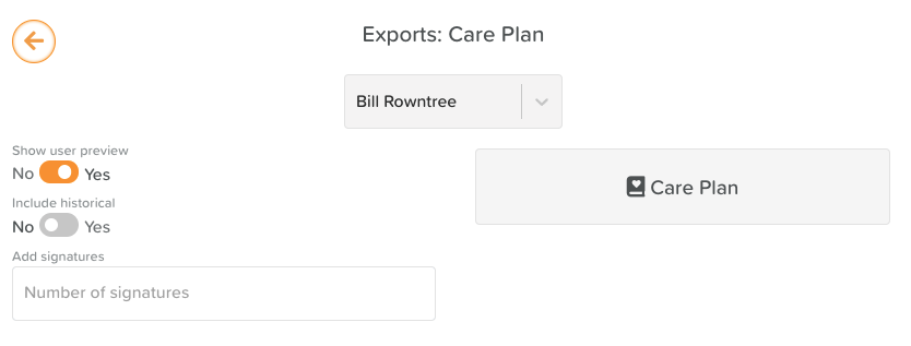 Care Plan Export Updates