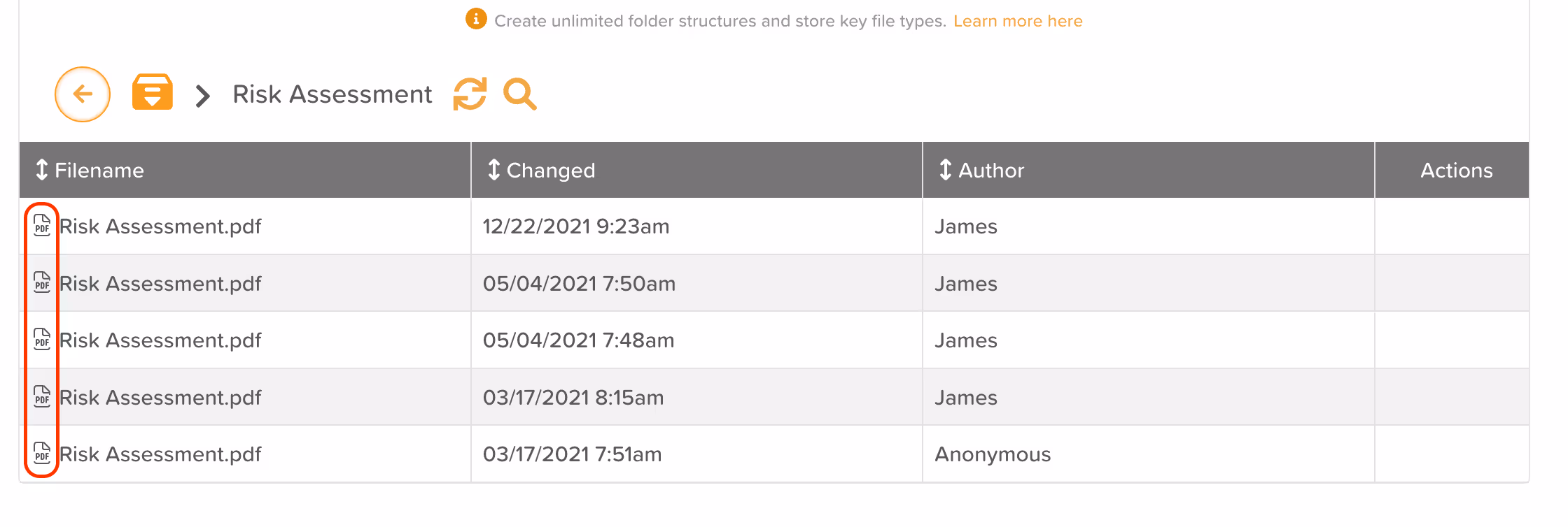 StoriiCare screenshot: Document type icon identifier
