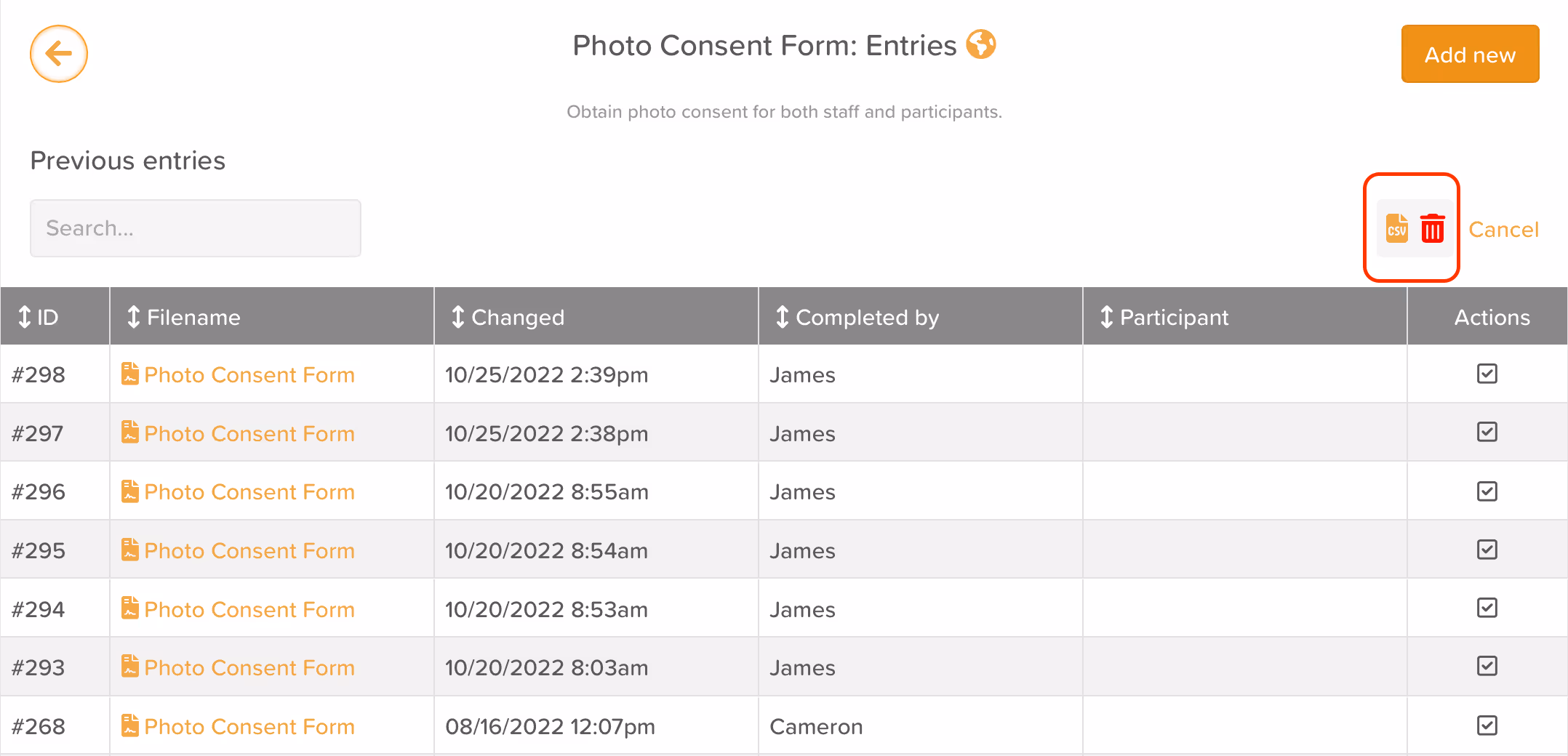 StoriiCare screenshot: Form Entry Multi Select View