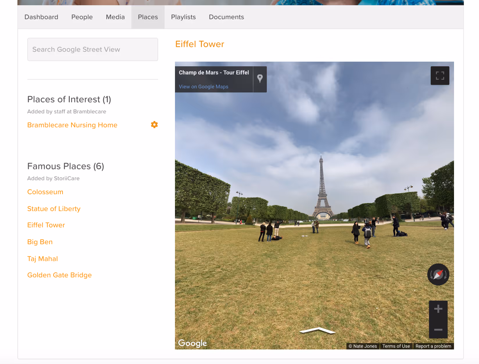 StoriiCare screenshot: Places Feature
