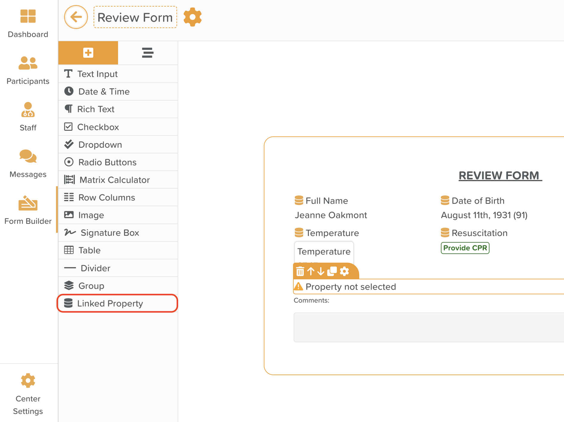 StoriiCare screenshot: Linked Property Component