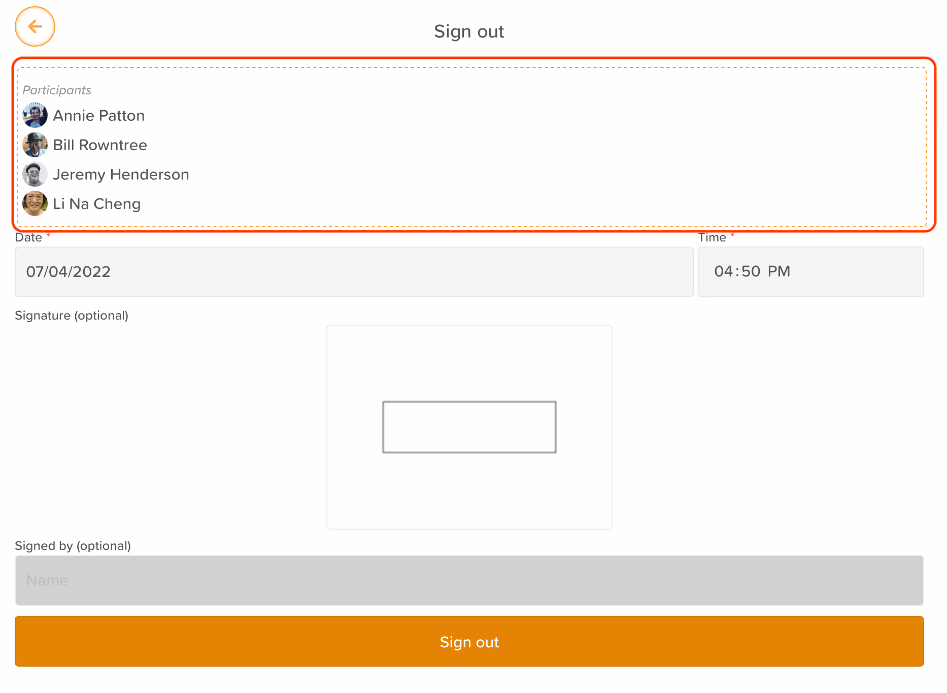 Register Bulk Sign In/Out