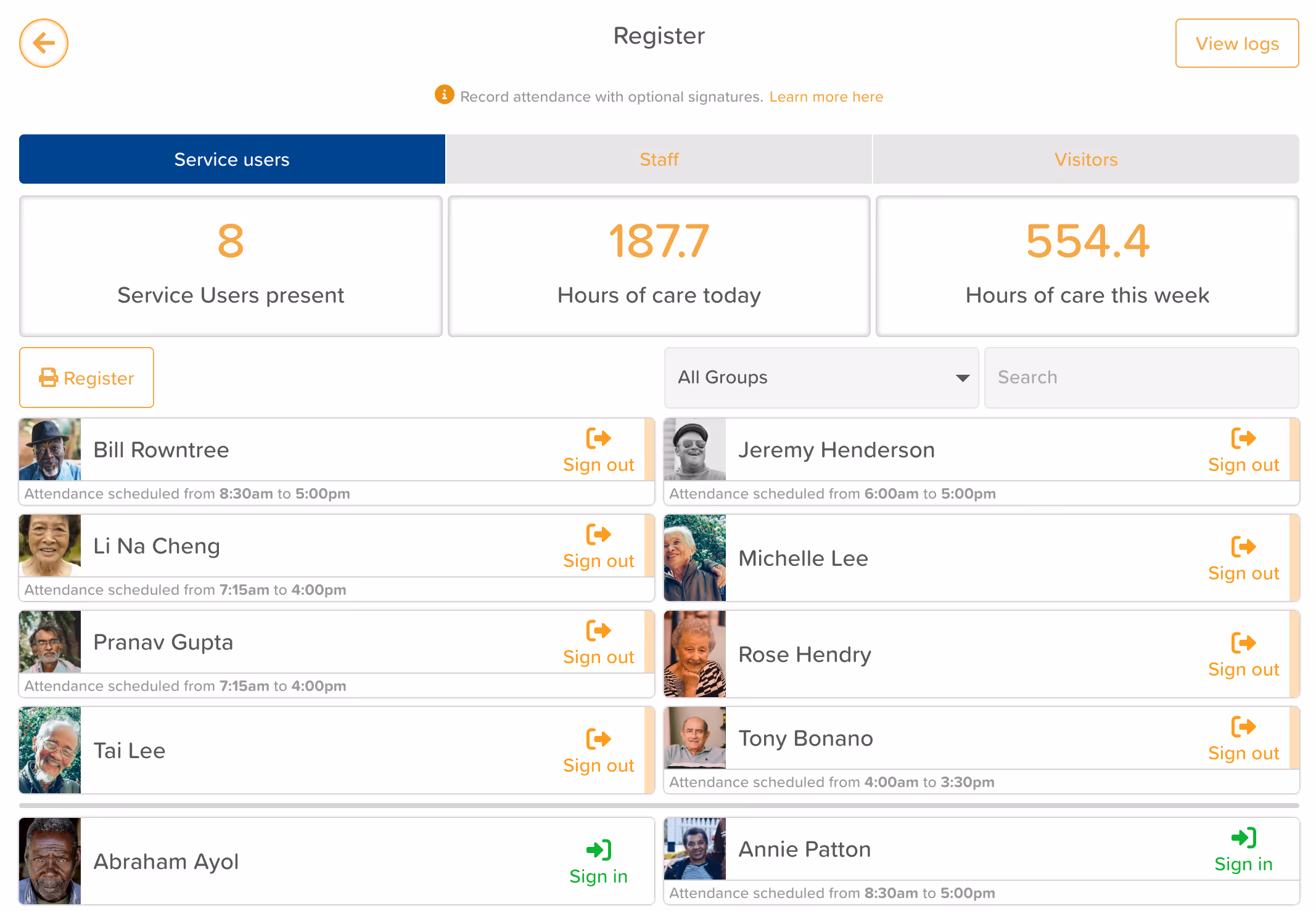 StoriiCare Register (Version 2)