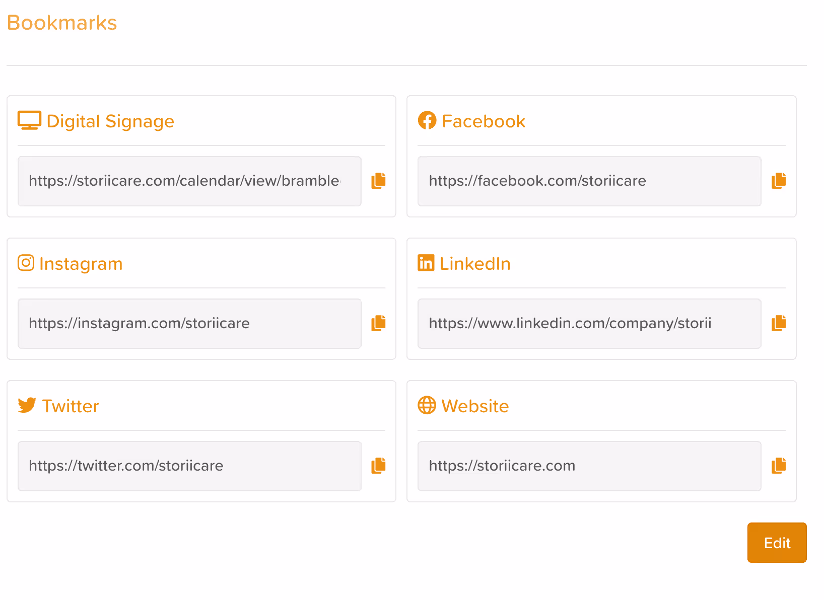 Social Links -> Bookmarks