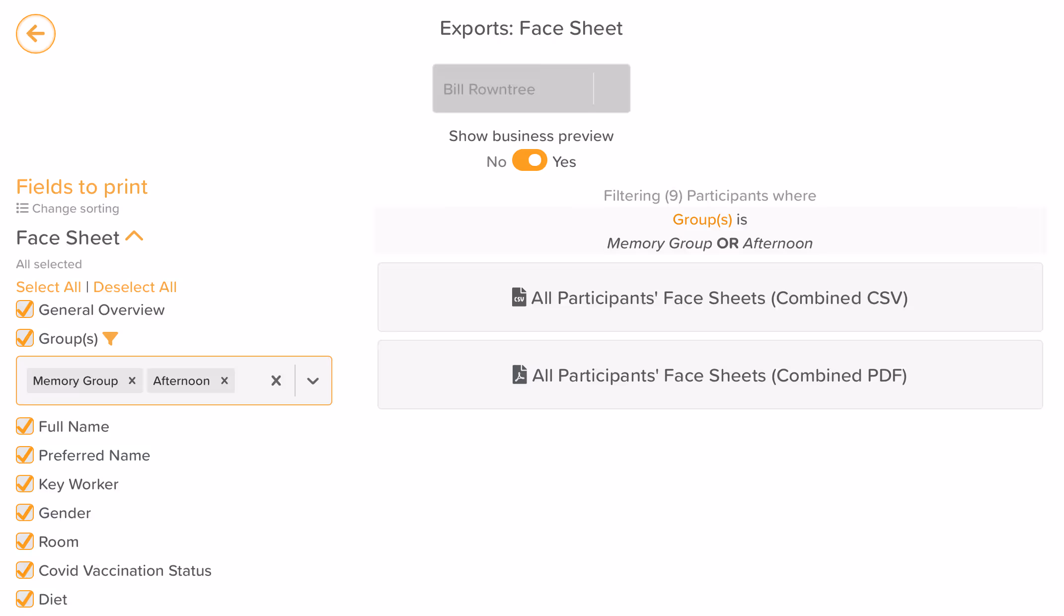 Overview Export View