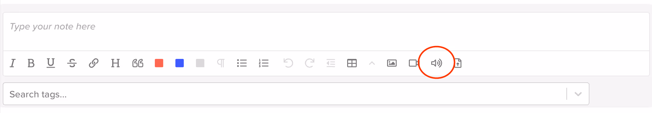 Audio upload button