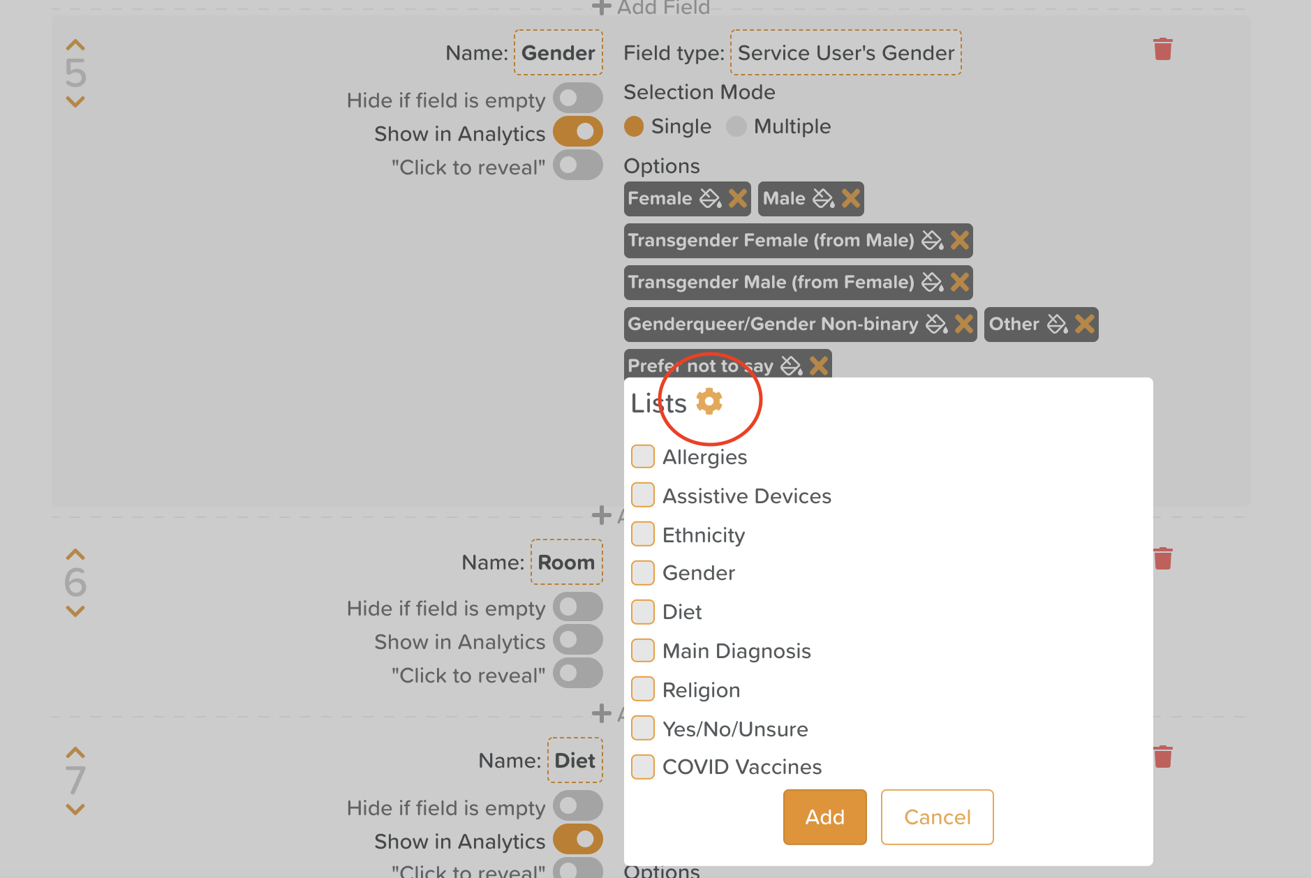 Access Lists via Care Overview