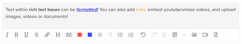 Rich text entry box