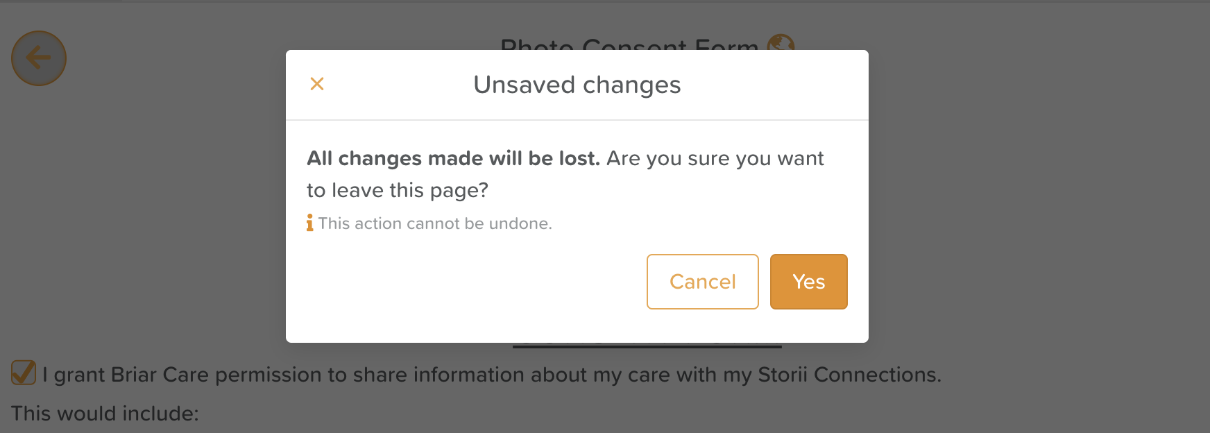 Unsaved changes modal for forms