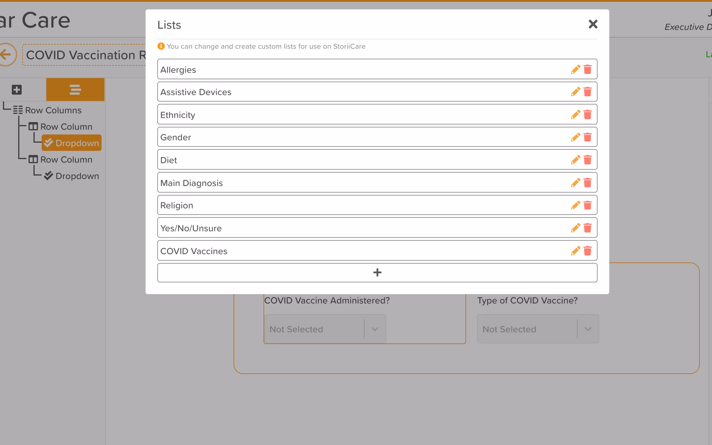List View on Form Builder