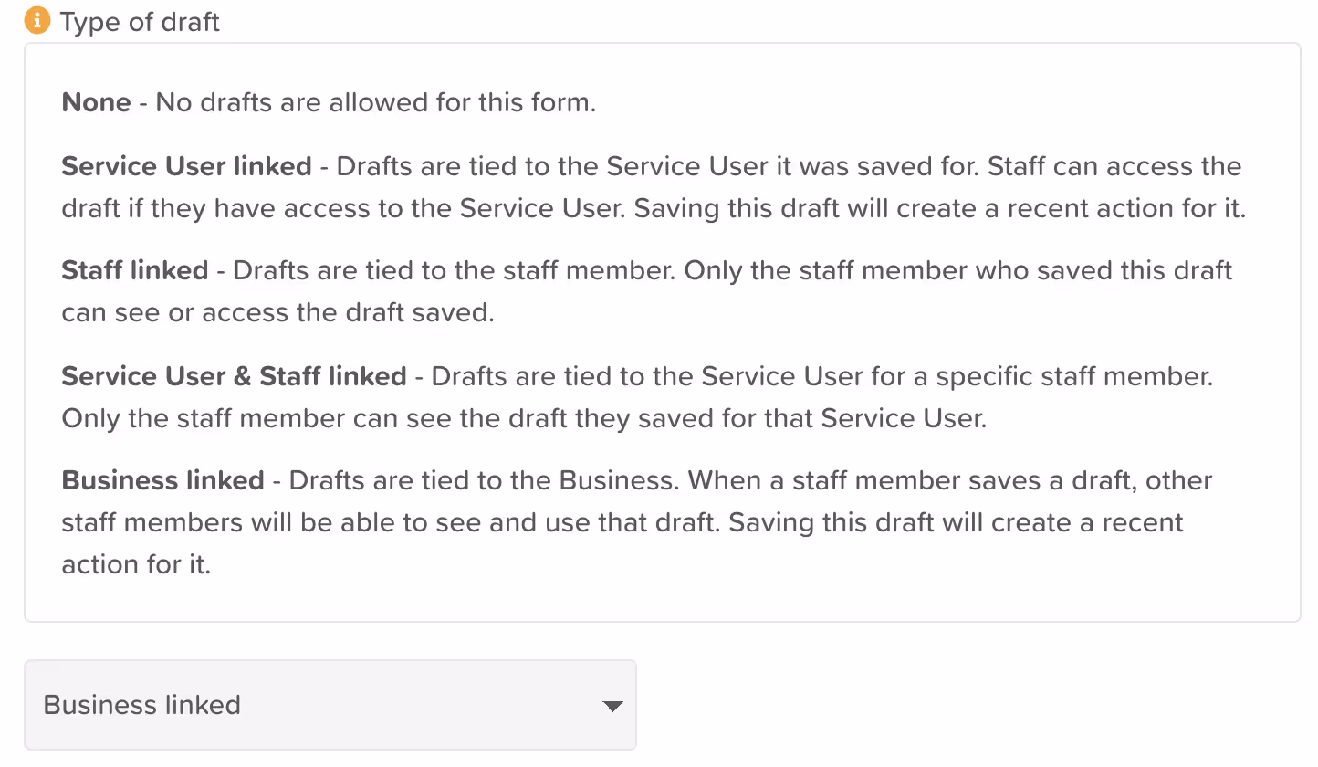 Form Drafts - Business linked