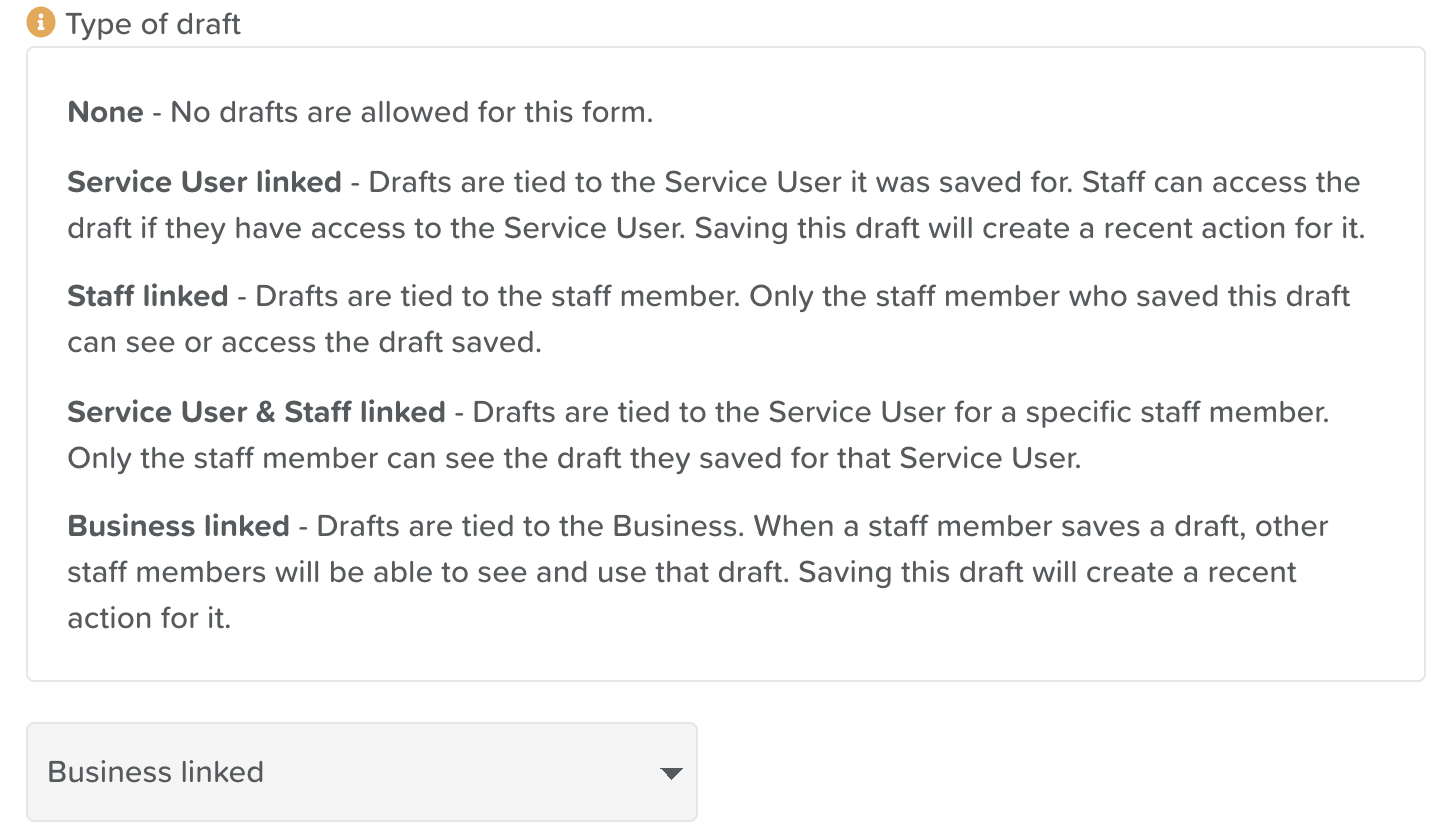 Form Drafts - Business linked