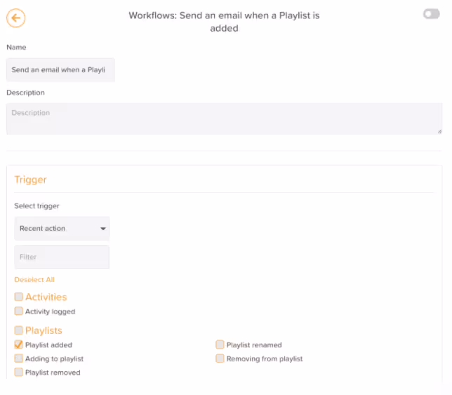 Select a workflow trigger