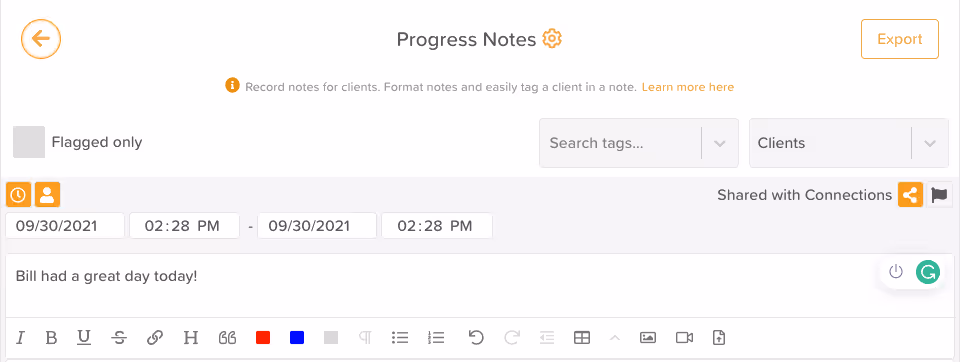 Share Progress Notes with Connections