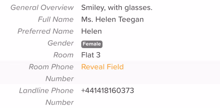 'Click to reveal' Field