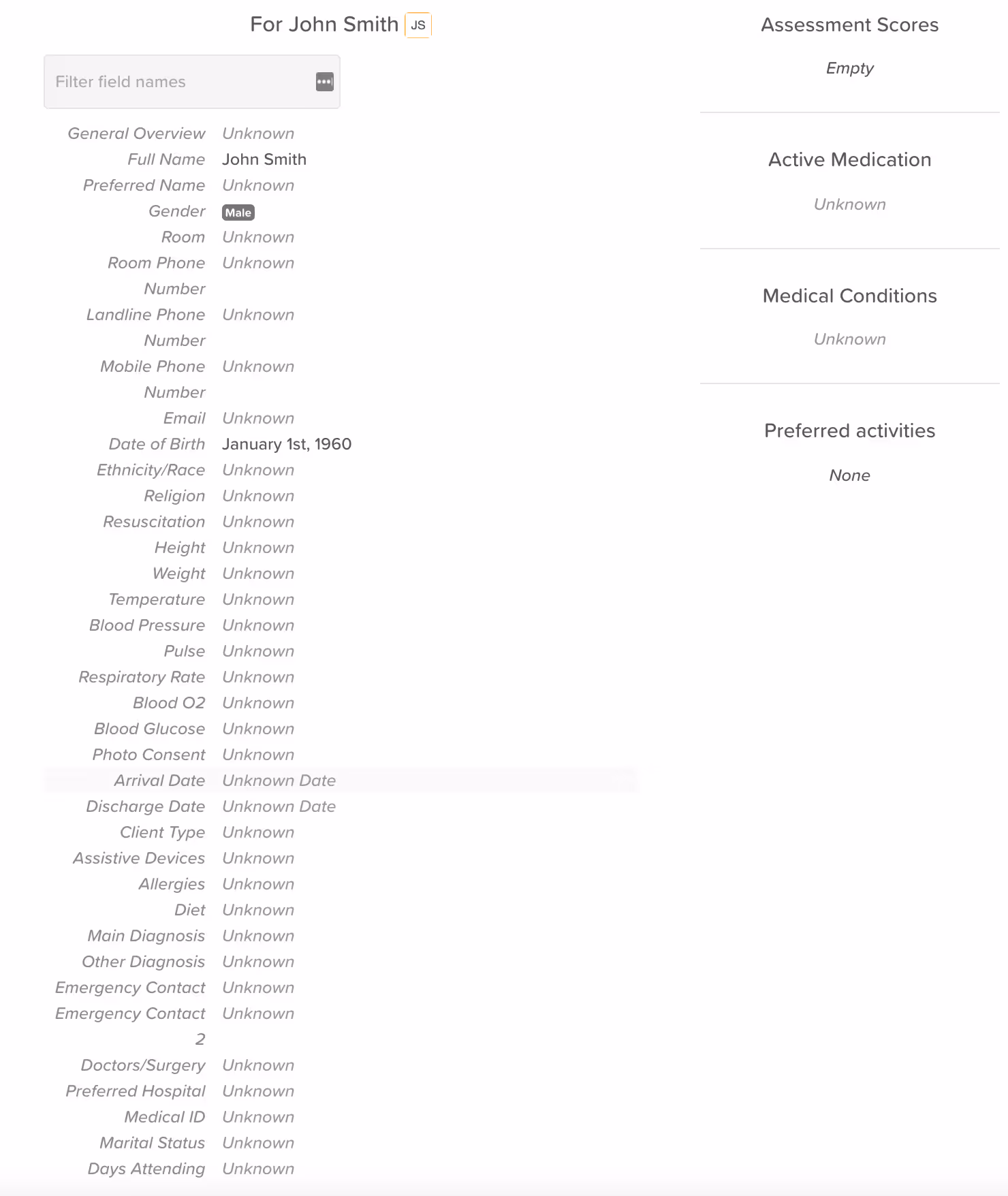 New default fields