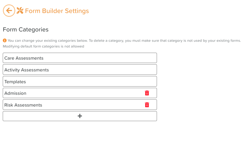 Custom Form Categories