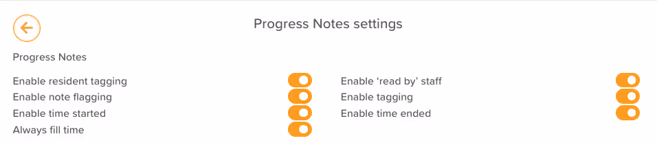 Progress Note settings