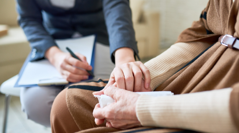 Senior Care Provider showing support to a family member
